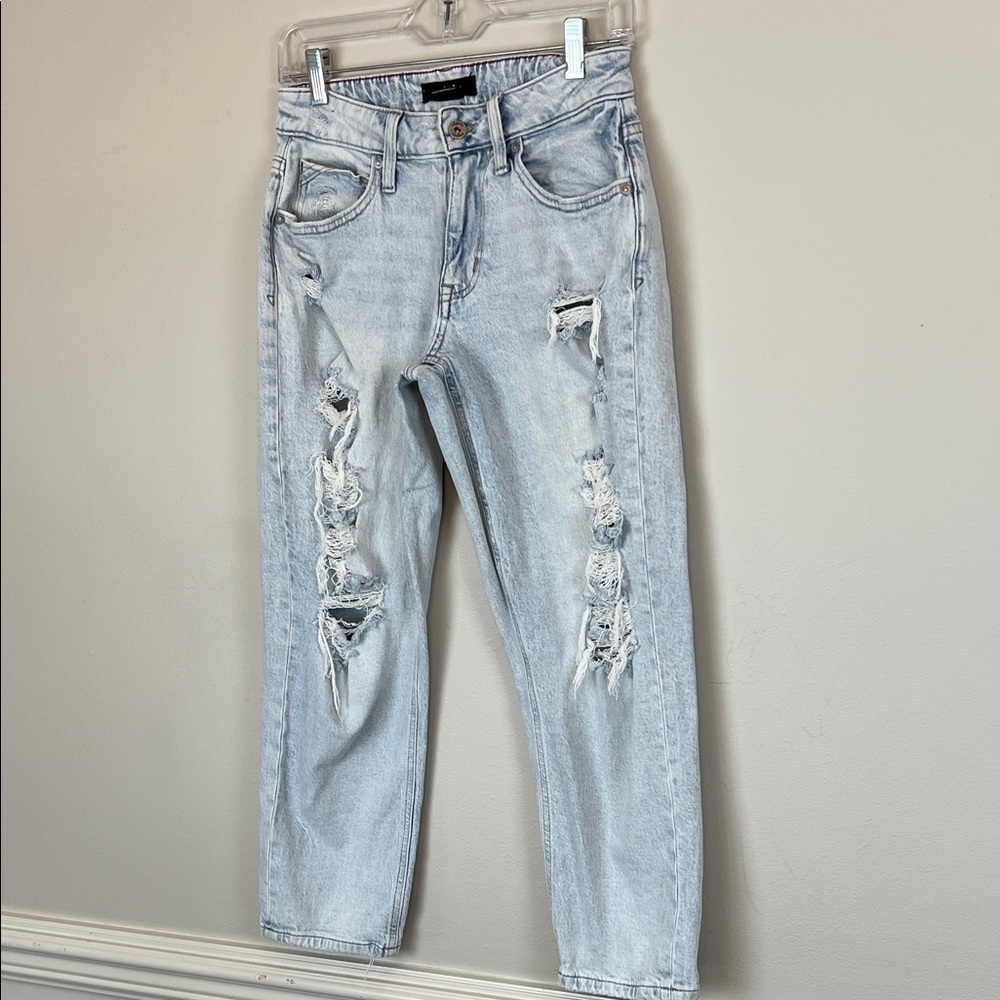 Edgely women’s 4 jeans mid rise cropped distressed relaxed boyfriend